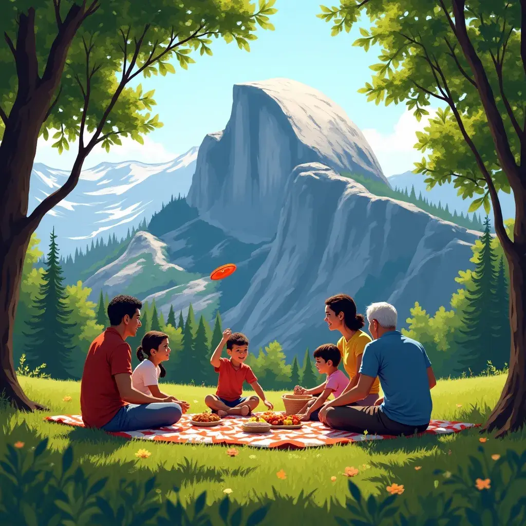 Widok na jezioro w Parku Narodowym Yosemite, odbijające otaczające góry.